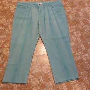 Coldwater Creek Soft Aqua Color Jeans Cropped Size 18W